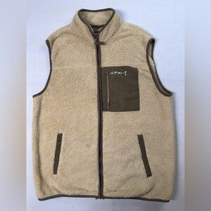 ⭐️Hurley Sherpa Vest Mens Size M Brown Tan Full Zip Camo Logo Pockets Skate Surf